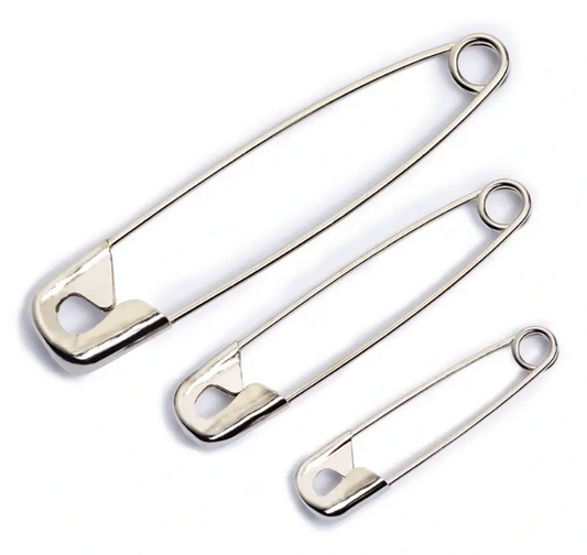 Safety pins, 27/38/50mm, assorted, silver-coloured, 24 items