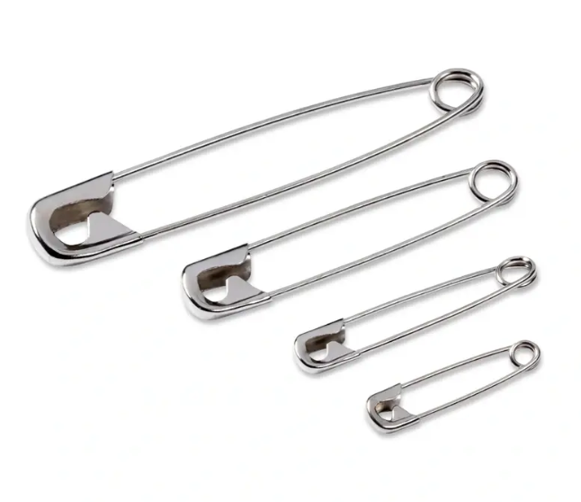 Safety pins, 38mm, assorted, silver-coloured, 12 items