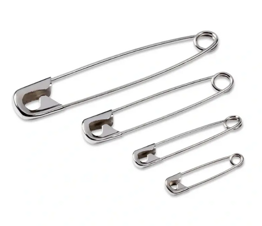 Safety pins, 27/38/50mm, assorted, silver-coloured, 12 items