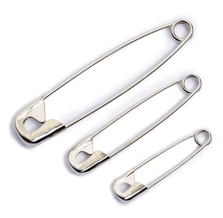 Safety pins, 50mm, silver-coloured, 12 items