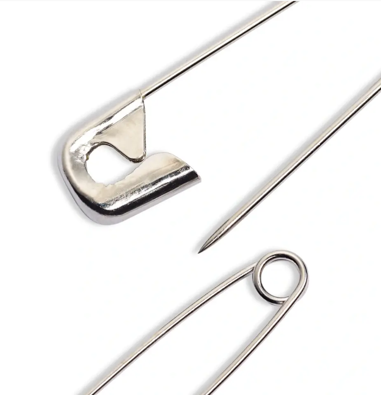 Safety pins, 50mm, silver-coloured, 12 items