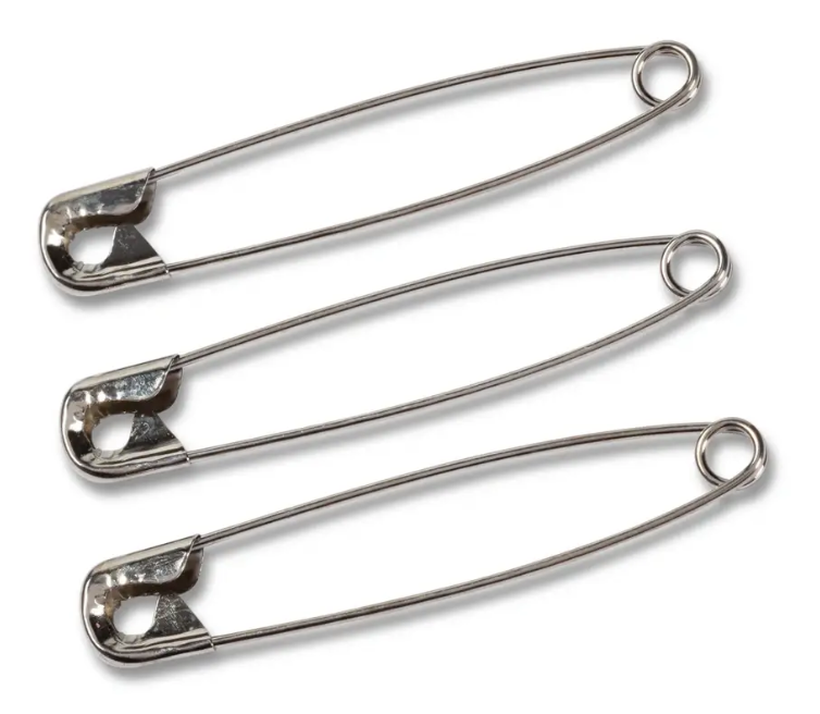 Safety pins, 57mm, silver-coloured, 12 items