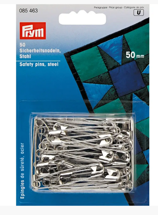 Safety pins, 50mm, silver-coloured, 50 items