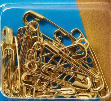 Safety pins, No. 2, 38mm, gold-coloured, 1000 items