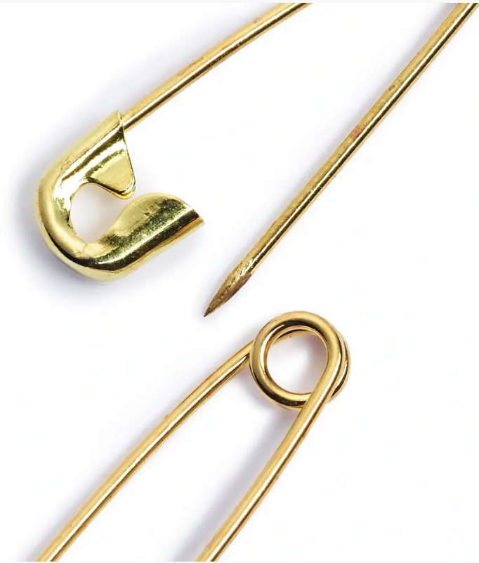 Safety pins, No. 2, 38mm, gold-coloured, 1000 items