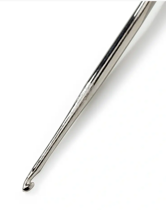 Crochet hook without handle, silver-coloured