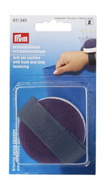 Arm pin cushion with adhesive strap, blue