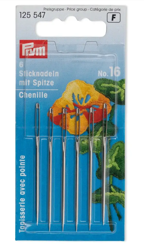 Chenille needles with sharp point, No. 16, 1.60 x 55mm