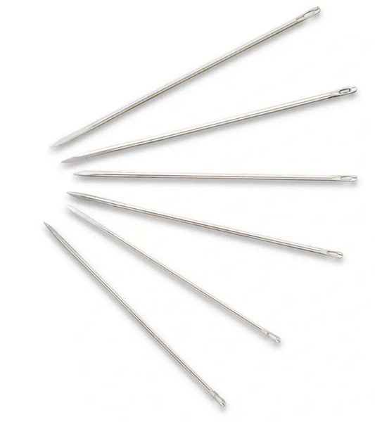 Leather needles, No. 3, 0.90 x 43mm, silver-coloured