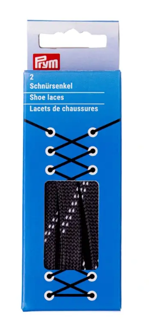 Flat laces water-repellent, 10 x 1000mm, black/white