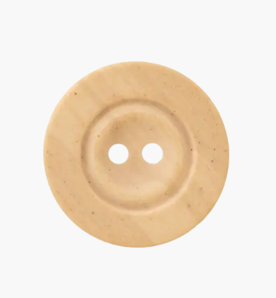 Polyester button 2-holes imitation wood 18mm beige