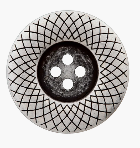 Metal button 4-holes, Patterned edge, 28mm