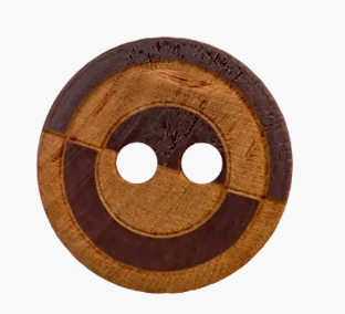 Wood button 2-holes, Circle, 18mm, dark brown