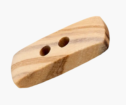 Wooden toggle 2-holes, 25mm, beige