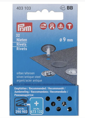 Rivets refill, 9 mm, silver-antique steel