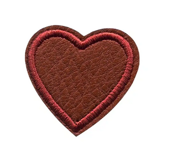 Appliqué Hearts, imitation leather, camel