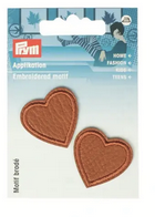 Appliqué Hearts, imitation leather, camel