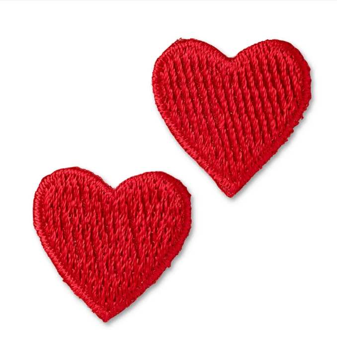 Applique hearts, red