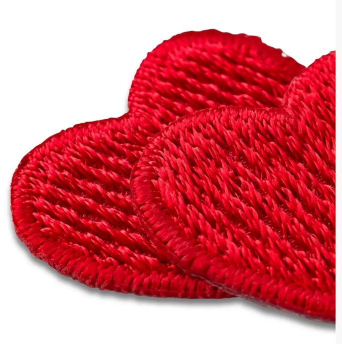 Applique hearts, red