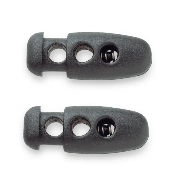 Cord stopper, small, 2-hole, black