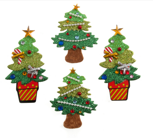 Craft Embellishment: Glitter Christmas Trees: Pack of 4