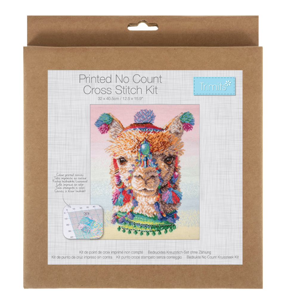 Printed No Count Cross Stitch Kit - Alpaca