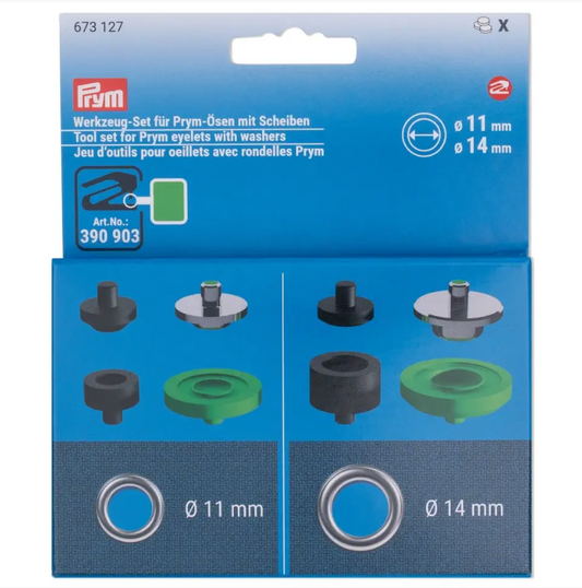 Tools set for Prym eyelets with washers in Ø 11 mm and 14 mm