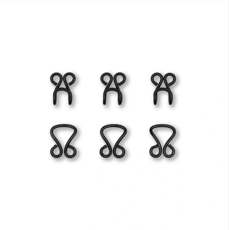 Bodice hooks and eyes, No. 13, black, card