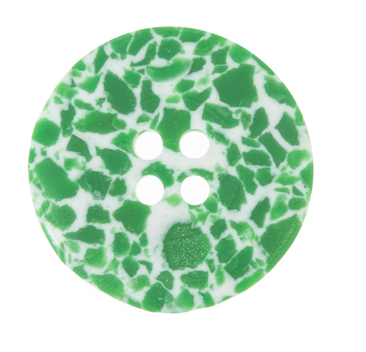 Button: Eco-Conscious: Recycled Plastic Scrap: 4 Hole: Matt: Green