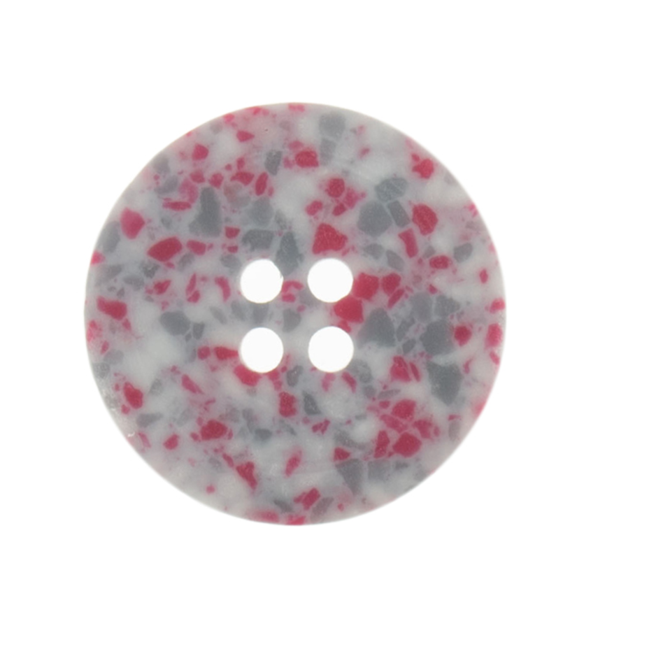 Button: Eco-Conscious: Recycled Plastic Scrap: 4 Hole: Matt: Pink