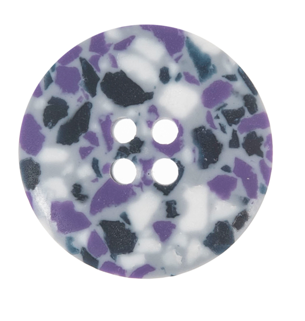 Button: Eco-Conscious: Recycled Plastic Scrap: 4 Hole: Matt: Purple