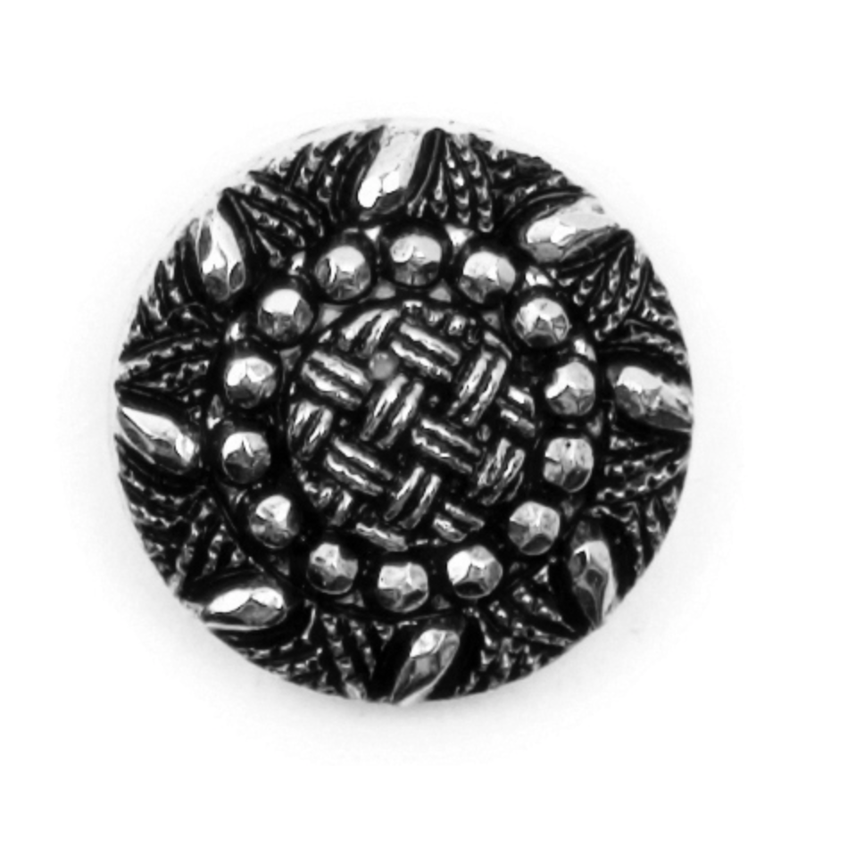 Printed Polyester Button, Silver Coloured