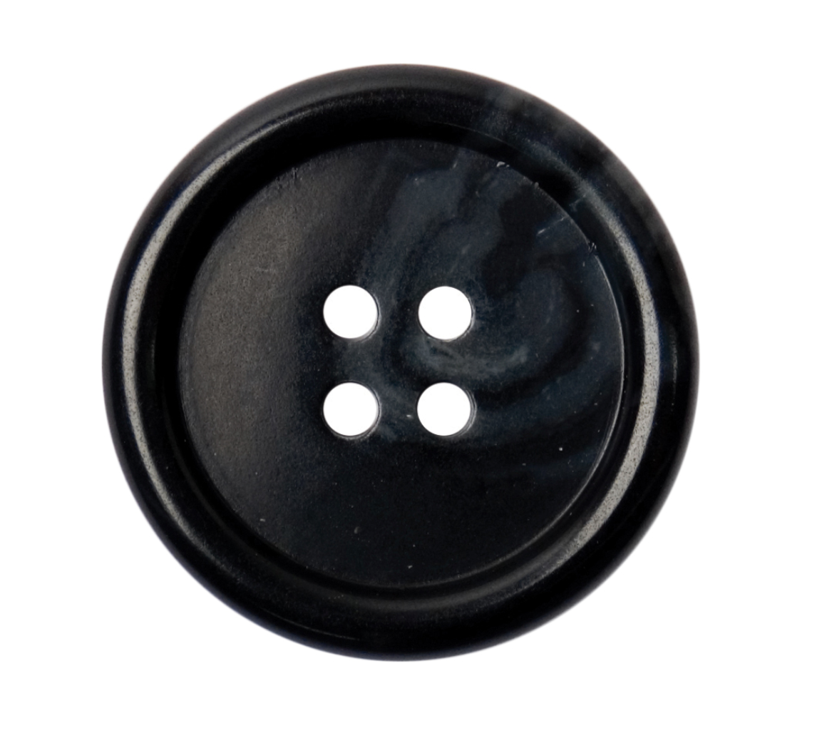 Polyester Button, 4-hole, Dark Grey