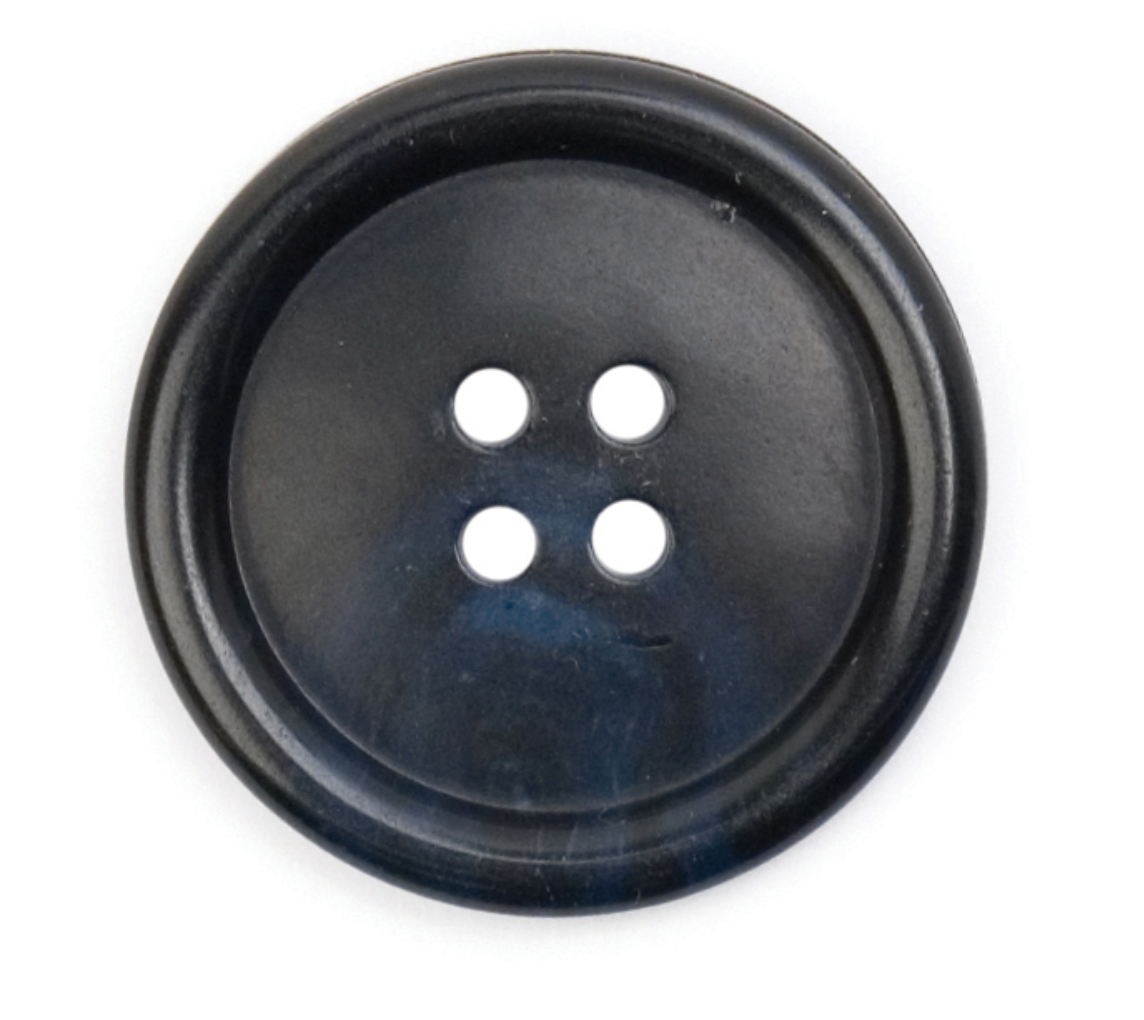 Polyester Button, 4-hole, Dark Navy/Black