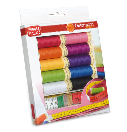 Gutermann Sew-All Thread Set – 10 x 100m Reels with Measuring Tape
