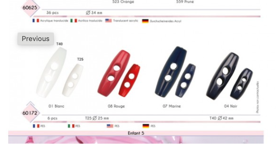 Galedi polyester toggle buttons in white, red, navy, and black.