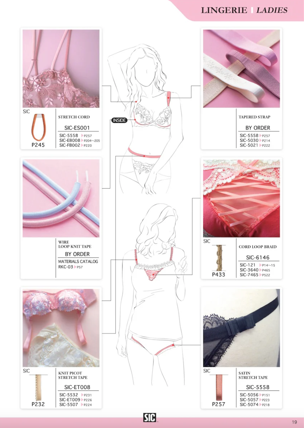 Shindo Micro Satin Stretch Binder SIC-5030, a 9x9mm nylon elastic tape for lingerie.