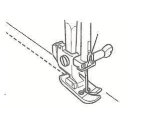 Diagram of a Janome Straight Stitch Foot attached to a sewing machine needle bar.