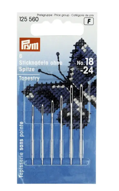 Tapestry needles with blunt point, No. 18-24, assorted