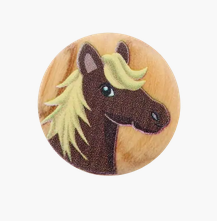 Wood button 2-holes, Horse, 15mm