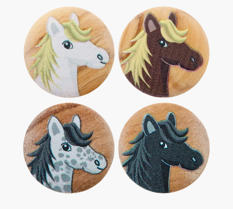 Wood button 2-holes, Horse, 15mm