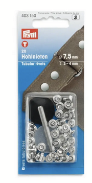 Hollow rivets, 3-4mm, silver-coloured