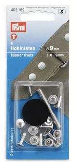 Hollow rivets, 3-4mm, silver-coloured