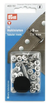 Hollow rivets, 3-4mm, silver-coloured