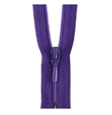Closed end purple polyester zipper with a purple pull tab.