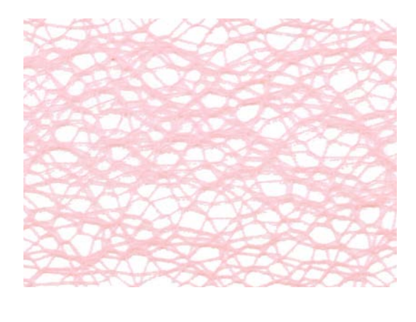 Pink polyester mesh ribbon with an open, irregular net pattern.