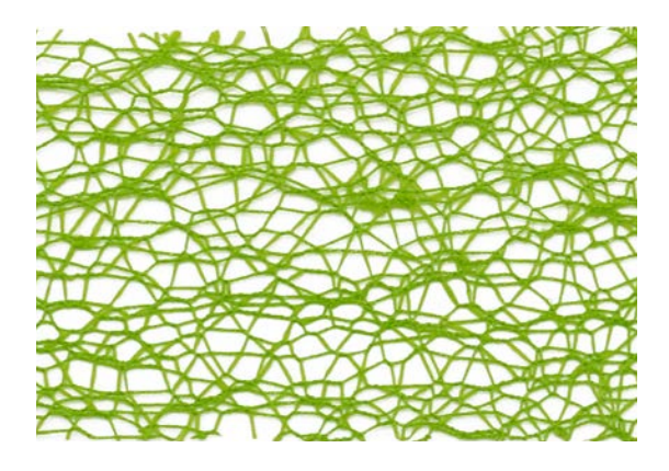Green polyester mesh ribbon with an open, web-like pattern.