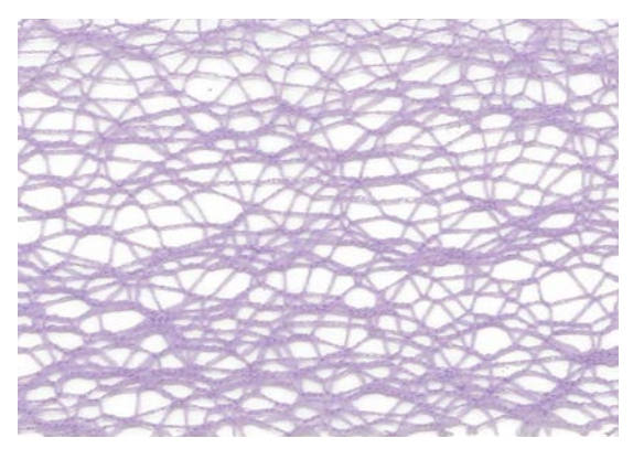 Purple polyester mesh ribbon with an open, web-like pattern.