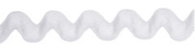White ric rac ribbon with a zigzag pattern.