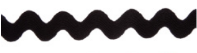 Black ric rac ribbon with a wavy edge.